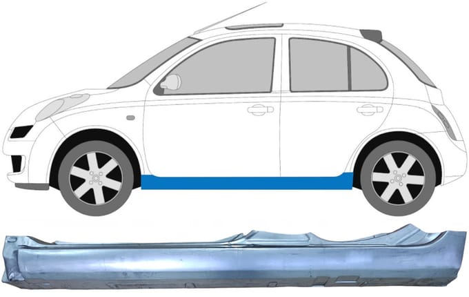 Volledige dorpel voor Nissan Micra K12 2002-2010 / Links