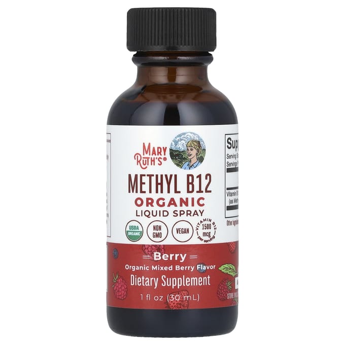 MaryRuth's biologische methyl B12 vloeibare spray, extra sterk, bessensmaak, 30 ml (30 ml)