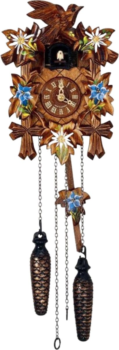 Schneider Koekoeksklok Q90/10E quartz (batterij) - vogel / bloemen - 30 cm hoog