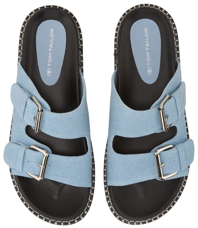 Tom Tailor - Platte sandalen in een denimlook - Maat 36 - sky