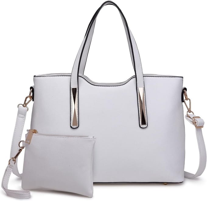 Dames Handtas - Schoudertas Shopper - Dagelijks Gebruik - 3 Delige Set - 33 x 23 x 13 cm - Wit