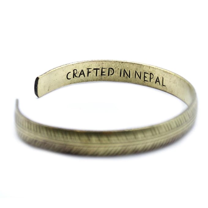 Tibetaanse armband van messing - slank tribaal blad