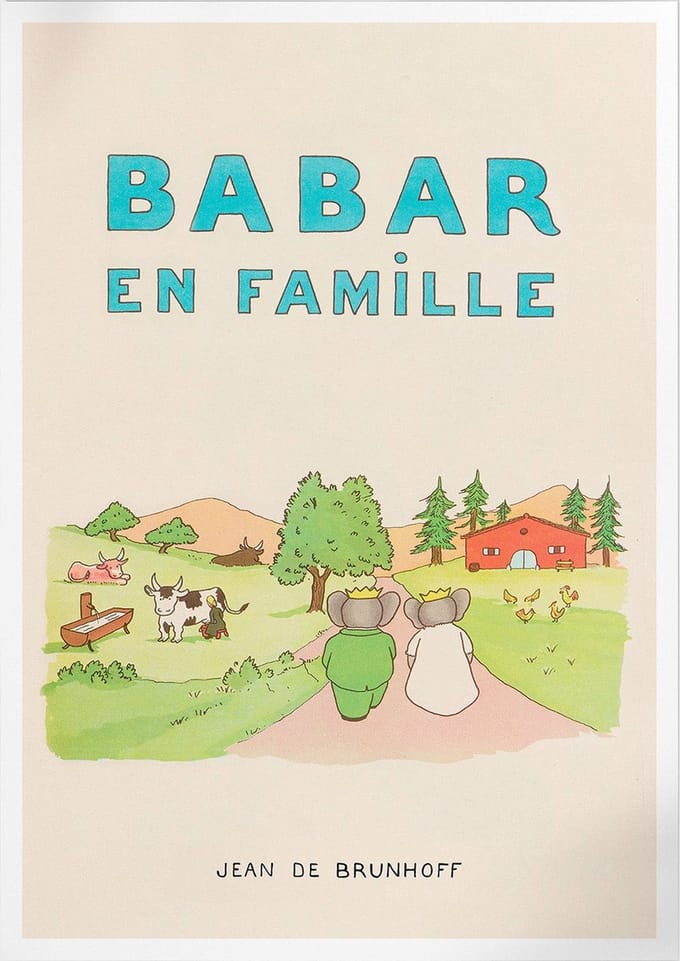 Babar En Famille (Babar de Olifant) | Poster | A3: 30 x 40 cm