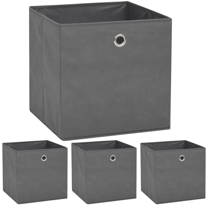 vidaXL - Opbergboxen - 4 - st - 32x32x32 - cm - nonwoven - stof - grijs