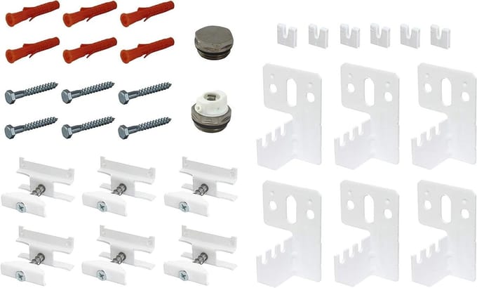 Radiator Bevestiging - Ophangsysteem - Centrale Verwarming - Set van 4 - 13x10x4 cm - Grijs