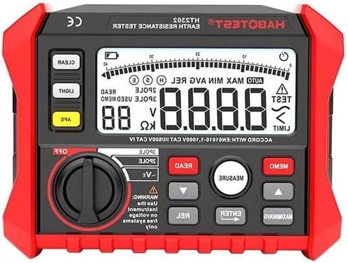 Digitale Aarde Tester - Weerstandsmeter Aarde - Elektrische Veiligheid Testen - Automatische Bereik Selectie - N.v.t. - Zwart