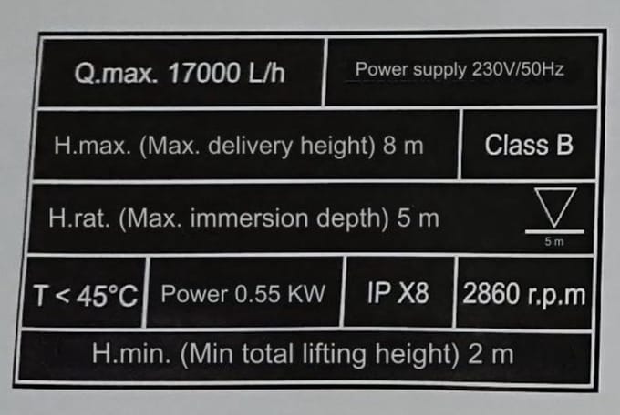 Dompelpomp voor Vuilwater - 550 W, 17.000 l/u, max. 8 m
