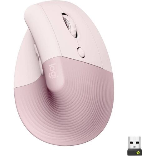 Logitech Lift Vertical Ergonomic Mouse Ergonomische muis Bluetooth, Radiografisch Optisch Roze 6 Toetsen 4000 dpi Ergonomisch