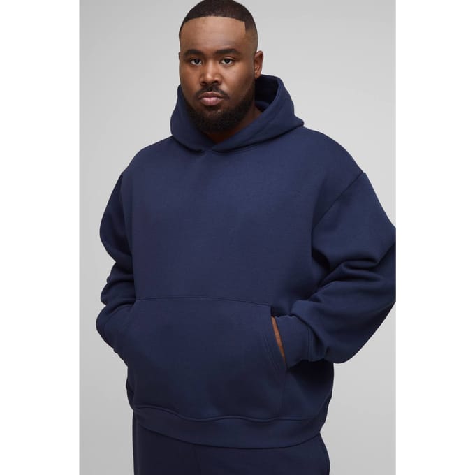 Plus Essential Oversized Boxy Over the Head Hoodie | Navy | Size 4XL
