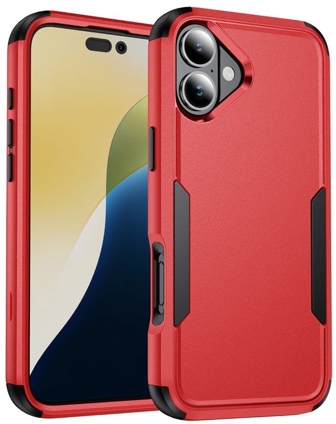 Mobiq - Layered Armor Hoesje geschikt voor iPhone 17 - rood