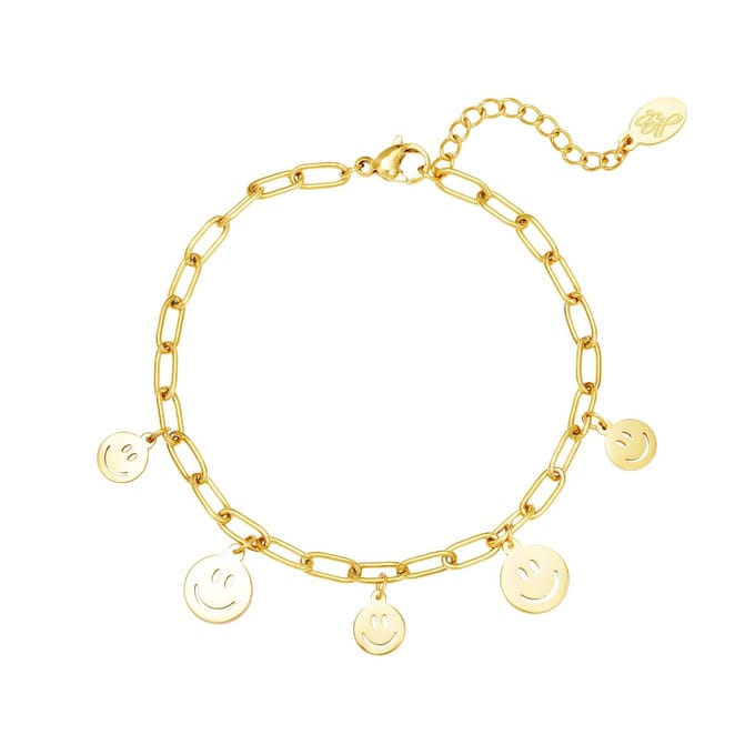 Armband meerdere smileys - Yehwang - Armband - One size - Goud