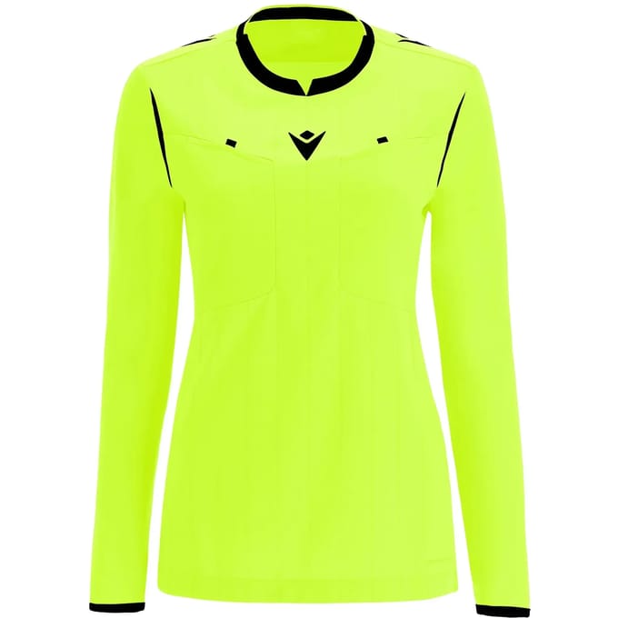 Macron Stephanie Scheidsrechtersshirt Lange Mouw Dames - Fluogeel / Zwart | Maat: L