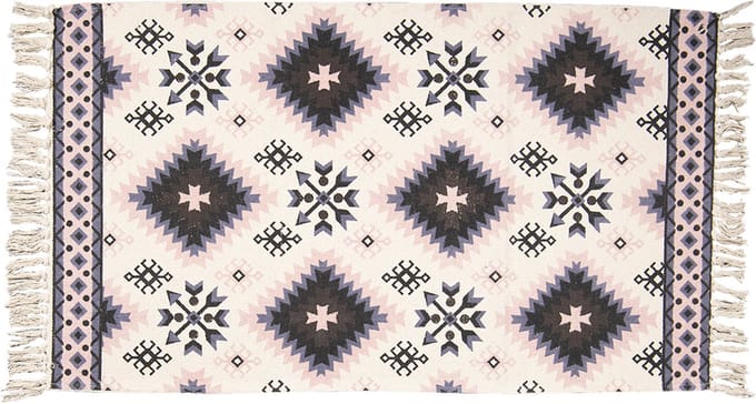 Clayre & Eef Vloerkleed 140x200 cm Wit Zwart Katoen