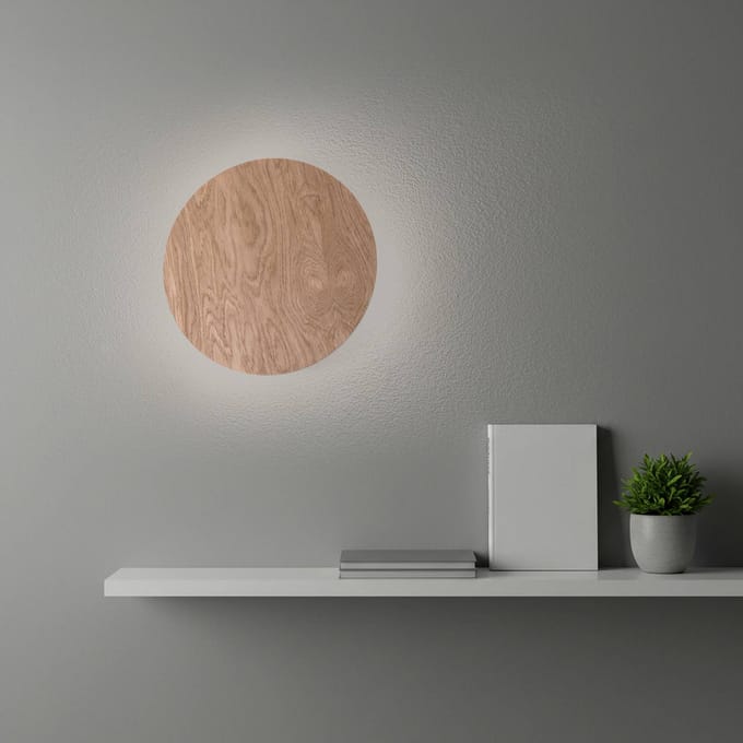 Envostar wandlamp Rito, licht hout, Ø 30 cm