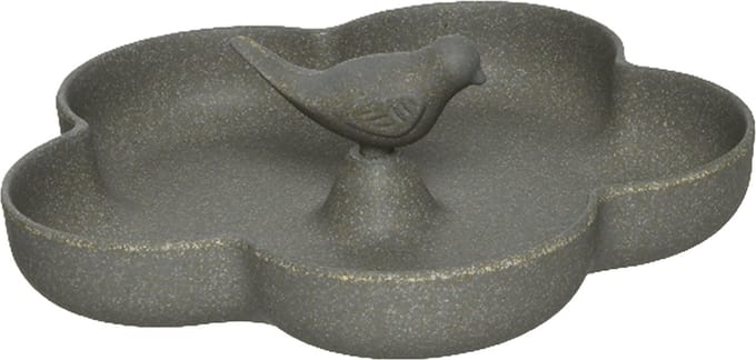 Decoris Vogelbad - bamboe hout - antraciet grijs - 23 cm - voederbak - drinkschaal