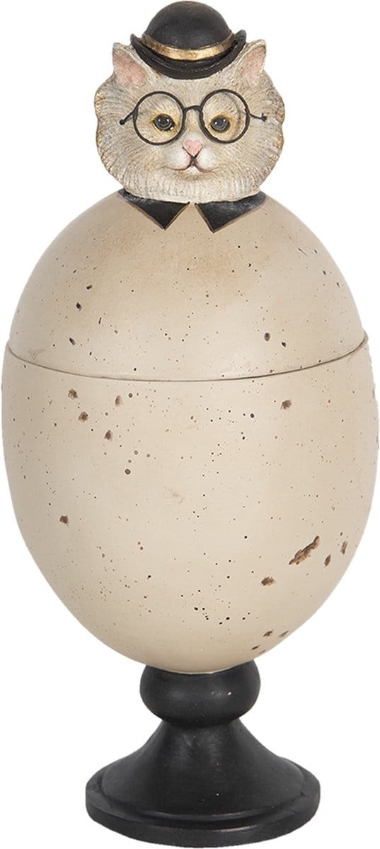 Clayre & Eef Beeld Kat 27 cm Grijs Polyresin Woonaccessoires
