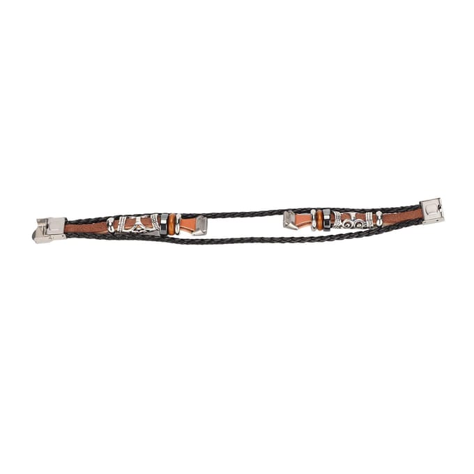 Bracelet de Montre Connectée Cuir Remplacement Bracelet Poignet Style Ethnique Vintage pour Fitbit Luxe Marron marron