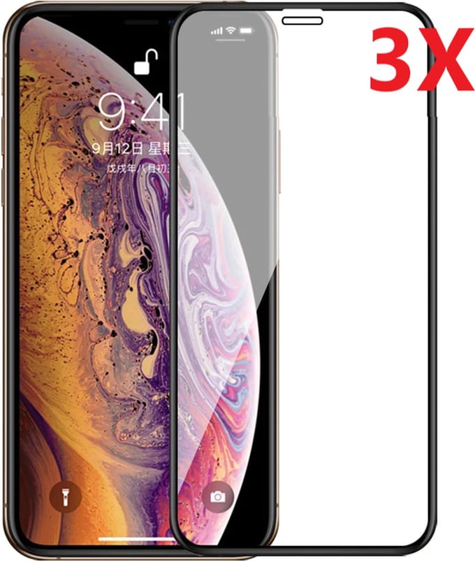 BukkitBow - Screenprotectors Geschikt voor Apple iPhone 11 / XR / XS Max - Full Cover - Gehard Glas - 3D Edge - Set van 3