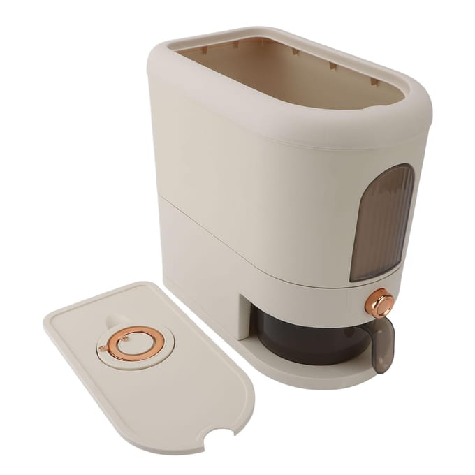 11lb Rijstdispenser Multifunctioneel Automatisch Grote Graancontainer Huishoudelijke Graandispenser Emmer Cream White gray