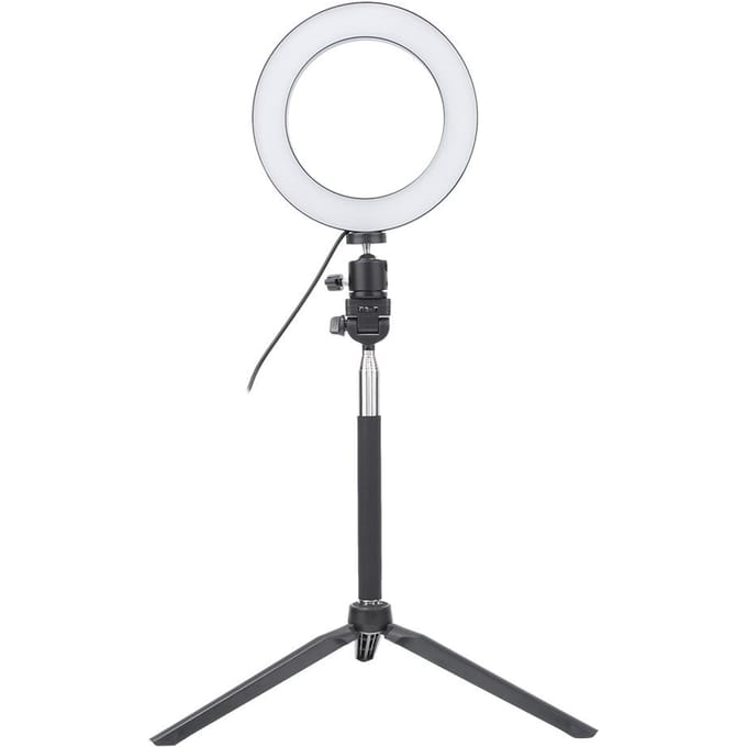 6 Inch USB Foto Selfie Ringlamp LED Vullicht Bureaulamp Statief Selfie Stick white
