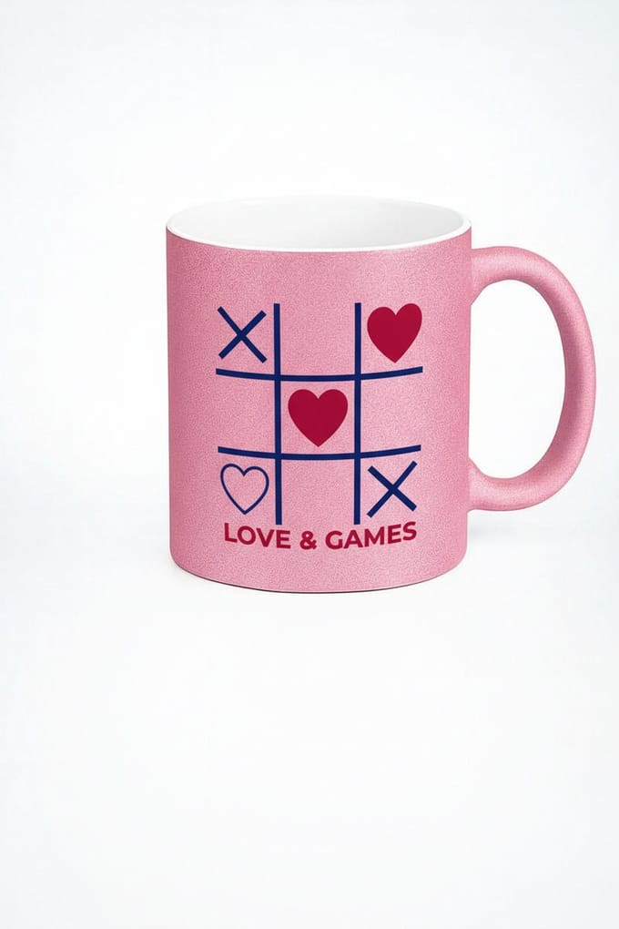 Roze Love & Games Mok - Valentijn Tic Tac Toe Keramische Beker