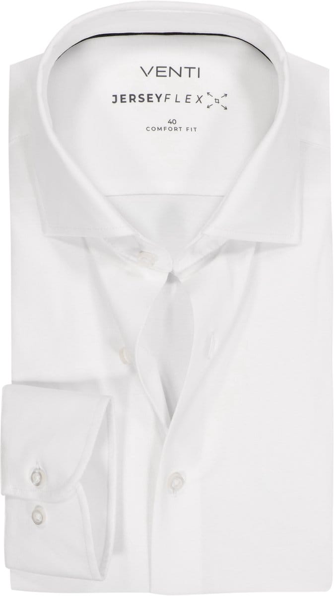 VENTI CASA MODA comfort fit overhemd - jersey - wit - Strijkvriendelijk - Boordmaat: 52