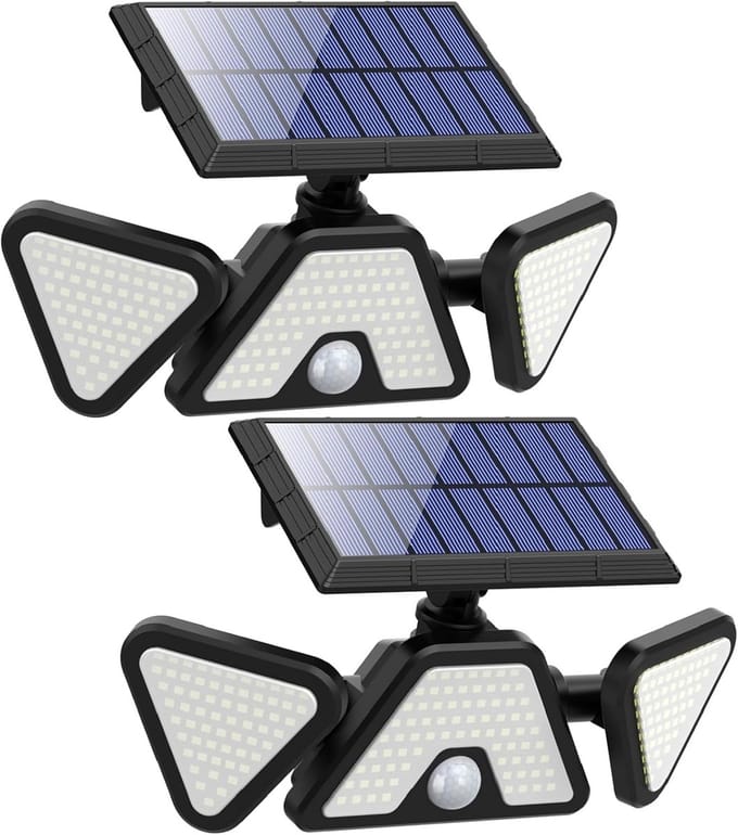 LED Buitenlamp op Zonne-energie met Bewegingssensor en 3 Verstelbare Hoofden