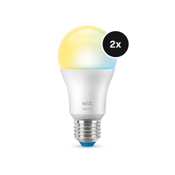 WiZ Lamp 2-pack - Warm- tot Koelwit Licht - Slimme LED Verlichting - E27 fitting - 60W - Mat - Wi-Fi