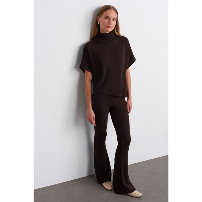 Hoge Taille Flared Gebreide Broek
