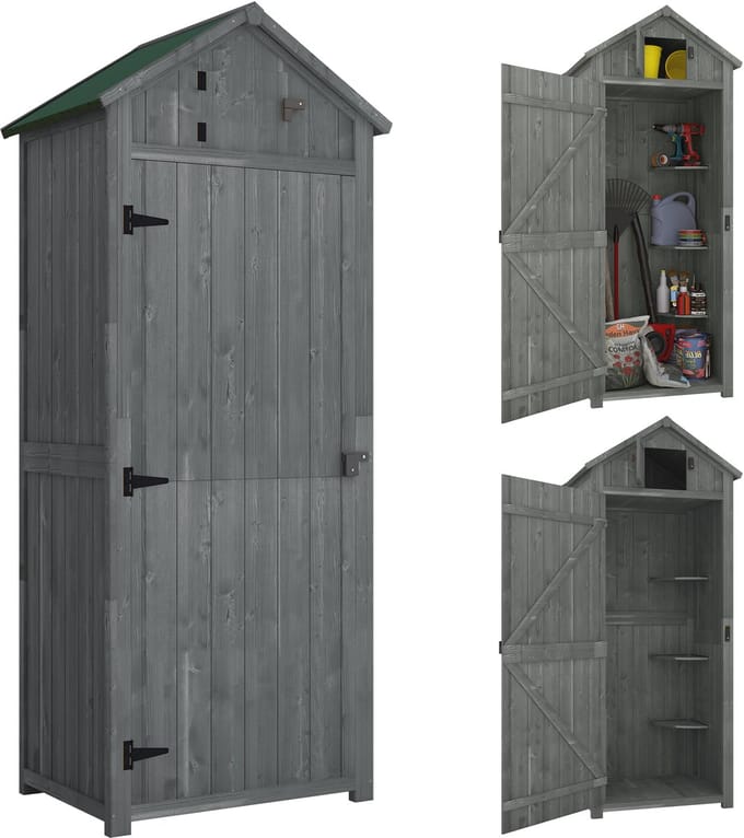 Outsunny - Gereedschapsschuur - met Planken - met Raam - Grijs