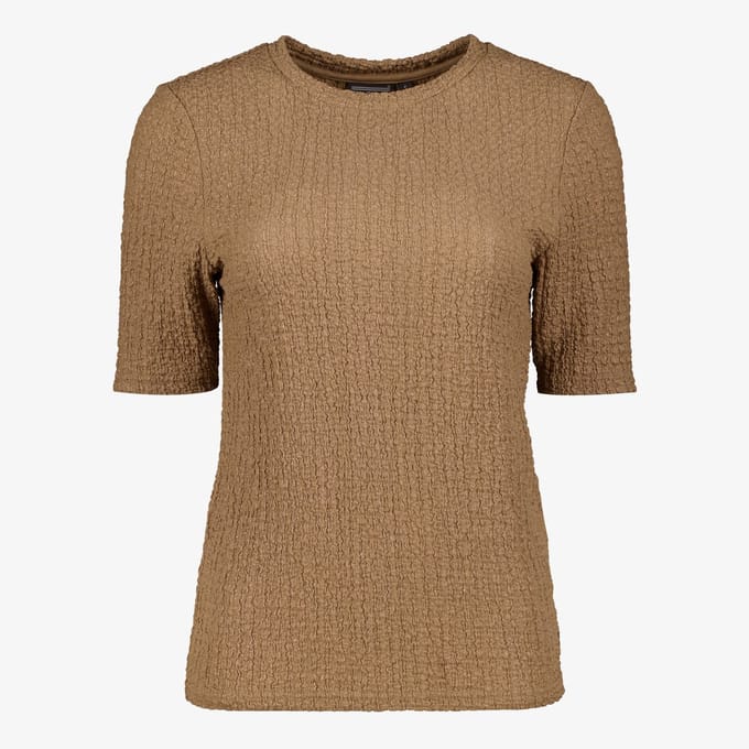 TwoDay dames top met structuur bruin - Maat S