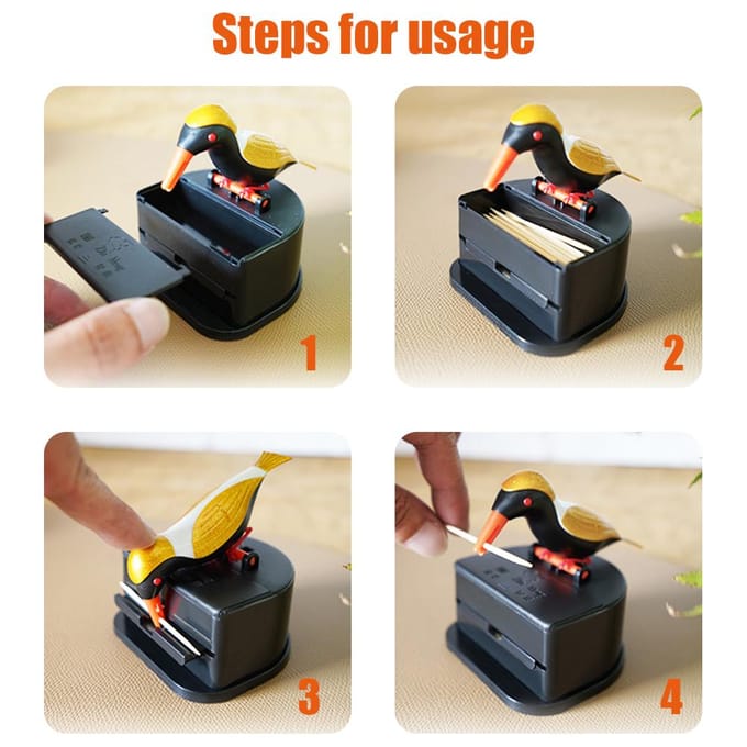Tandenstoker Dispenser Automatische Vogel Tandenstoker Doos Vogel Specht Tandenstoker Dispenser Tafel oranje