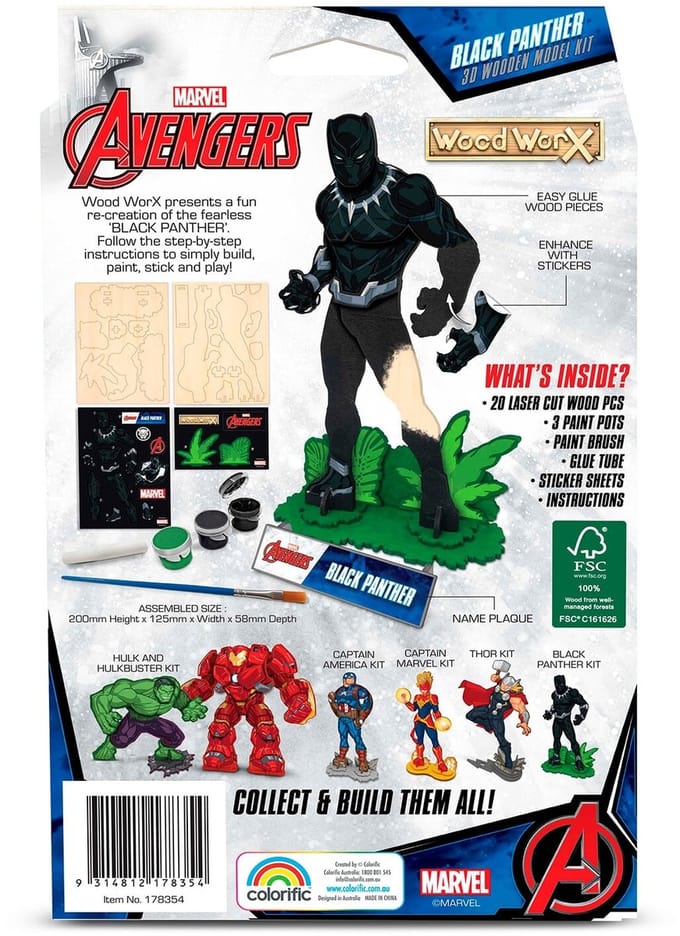 Wood WorX Marvel - Black Panther - Modelbouwset incl. verf