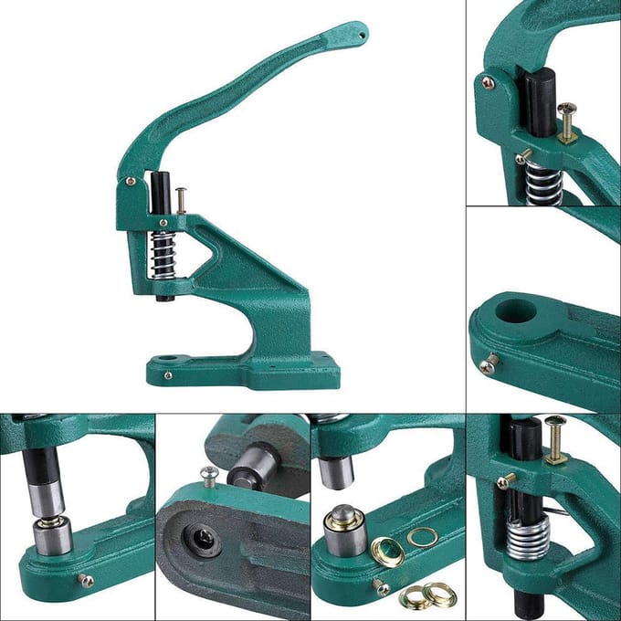 Handpers Stansmachine Set met 900 Stuks Oogjes Grommets Klinknagels Bevestigingsmiddelen 6mm10mm12mm blue