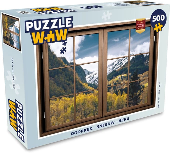 Puzzel Doorkijk - Sneeuw - Berg - Legpuzzel - Puzzel 500 stukjes