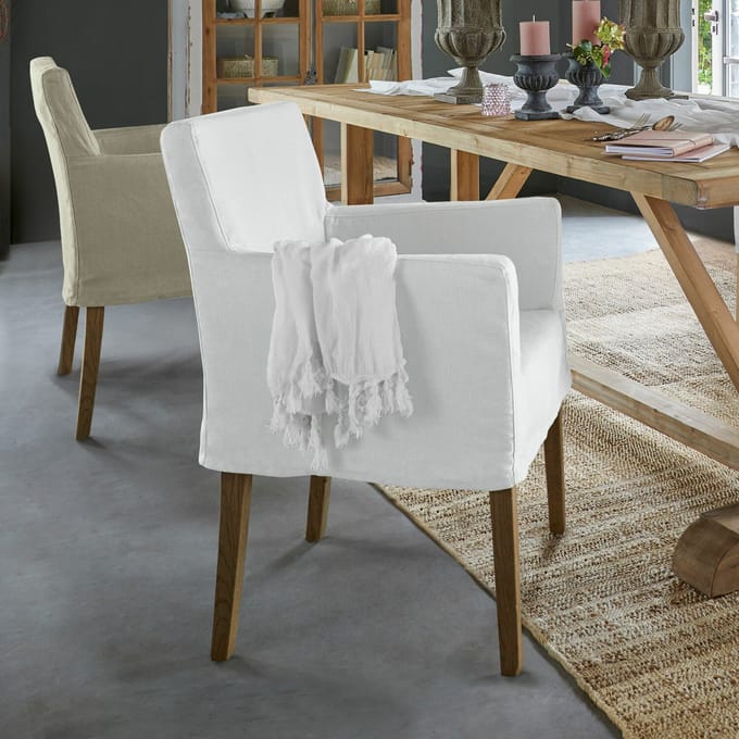 LOBERON Stoel Longhill wit/bruin