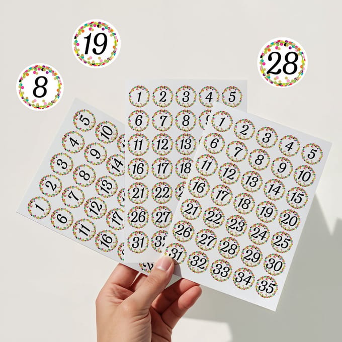 Cijfer Stickers 1 tot 35 - 3 Stickervellen - Nummer Stickers - Kalender Stickers