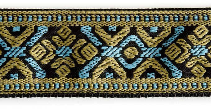 Fame Weave Series Baroque Pattern 3 Blue/Gold - Gitaarband