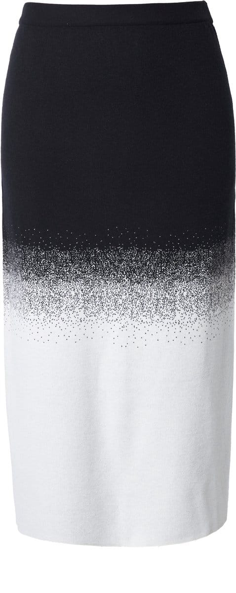 Ulla Popken - Dames - Gebreide midi-rok kleurverloop elastische band zoomsplit - Zwart - Maat 50+