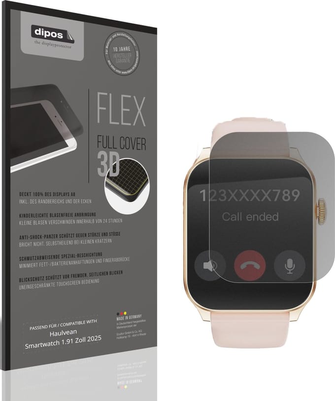 dipos FLEX – Matte Privacy Screenprotector geschikt voor Haulvean Smartwatch 1.91 Zoll 2025 | Volledige Schermbescherming | Case-Friendly