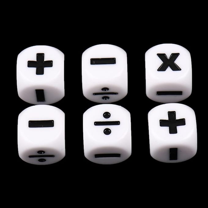 Lot de 6 dés d'addition, de soustraction, de multiplication et de division 6pcs gray
