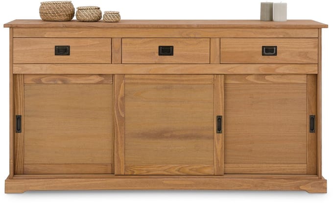 Servieskast SAVONA 160 cm van massief hout - eiken afwerking
