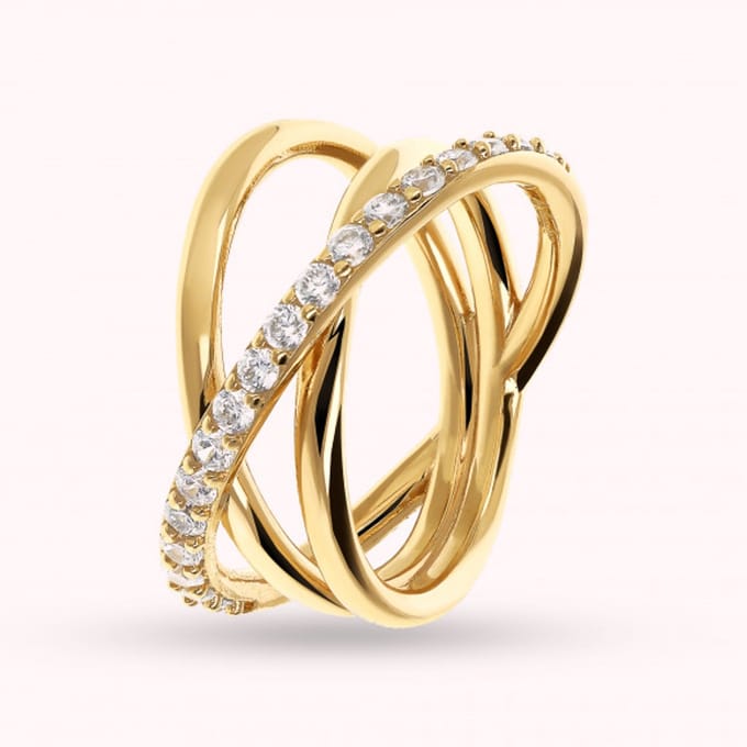 Bronzallure Yellow Gold Multiwire Ring - Cubic Zirconia WSBZ02409Y.WR-16 Brons 56