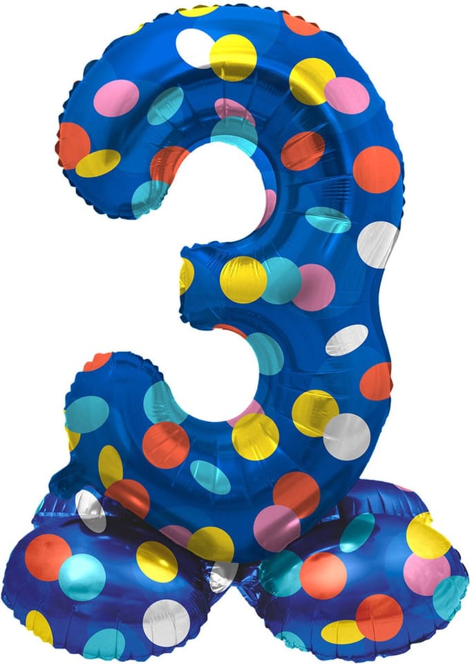 Folat BV - Standing Foil Balloon Colorful Dots Number 3 - 72cm