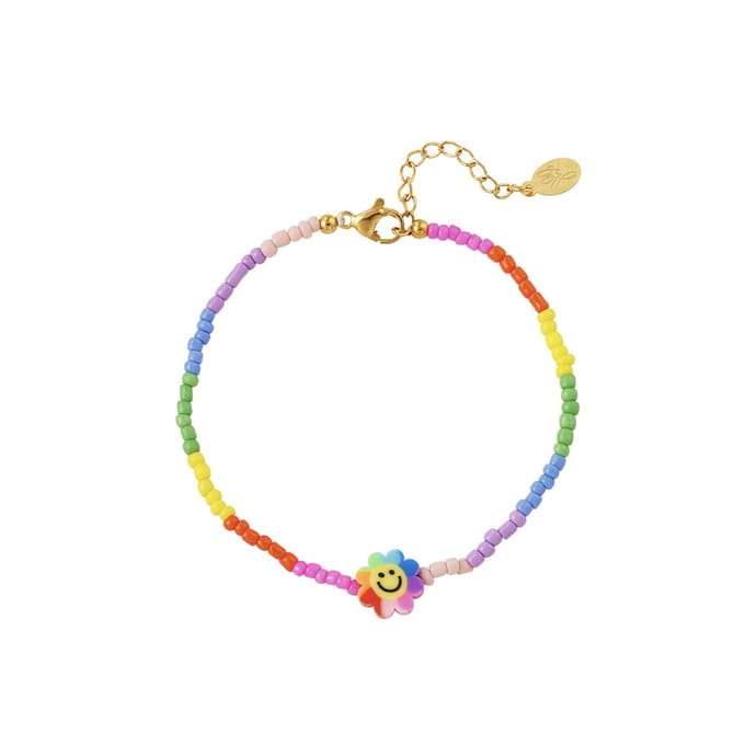 Yehwang armband - Regenboog Bloemen - Stainless Steel