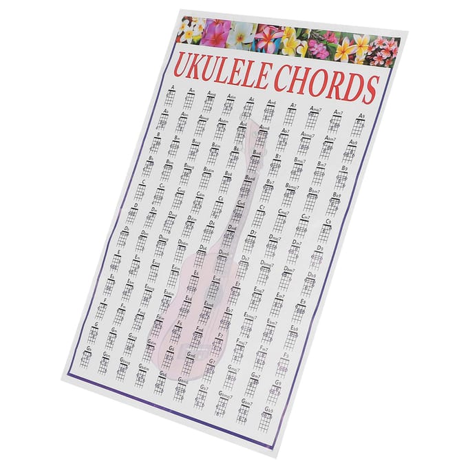 Ukulele Akkoorddiagram Kunstpapier Instructieve Referentie Poster voor Beginners Leraren white