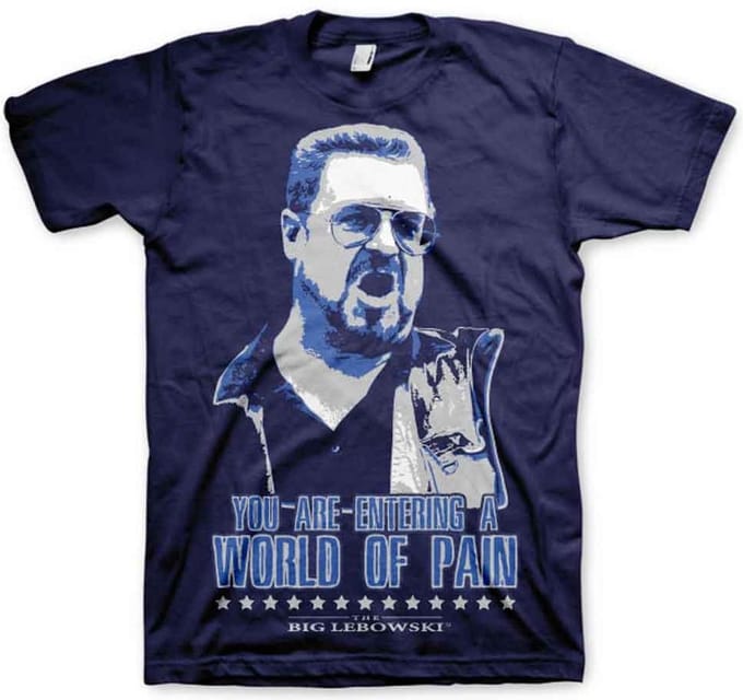 The Big Lebowski Heren Tshirt -S- World Of Pain Blauw