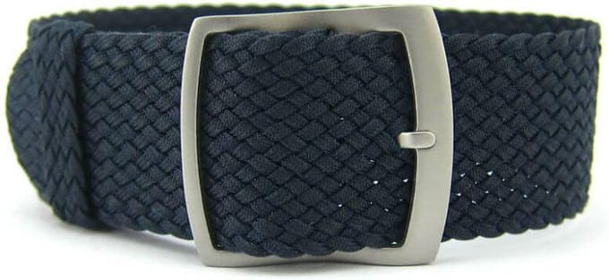 Premium Braided Perlon Strap - Geweven Perlon Horlogeband - Donkerblauw 16mm