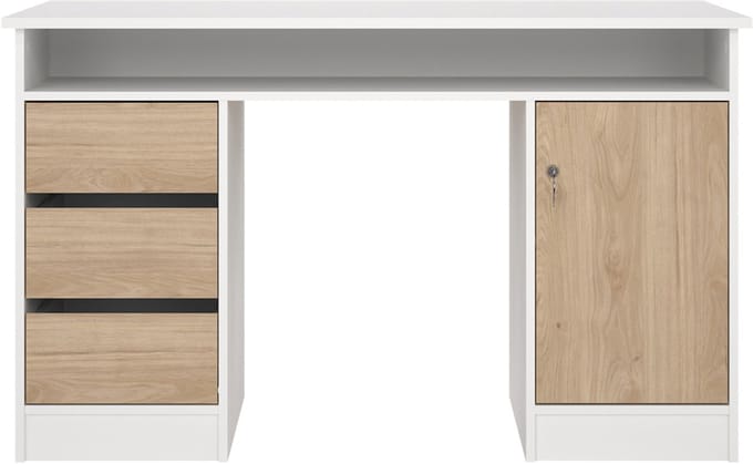 Giga Living Kantoorbureau Function Plus - Wit/Naturel - 126x55x76cm