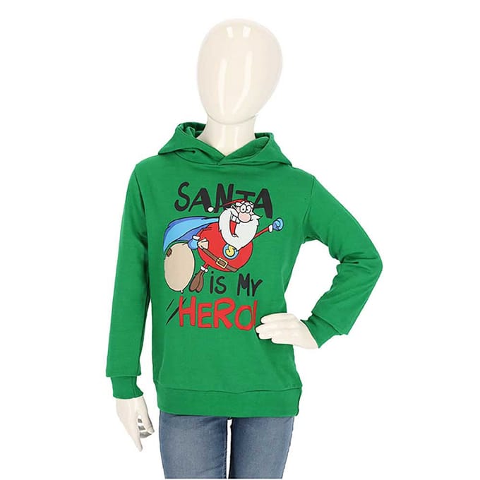 Kerst Hoodie kinderen - Groen - Maat 116/122 - kersttrui jongens - kersttrui meisjes - kerst trui kinderen - kersttrui kinderen